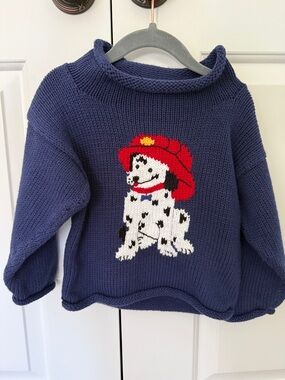Kids Navy Sweater with Playful Dalmatian Graphic